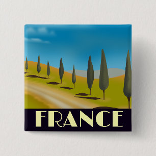 Frankrijk vintage stijl reisposter vierkante button 5,1 cm