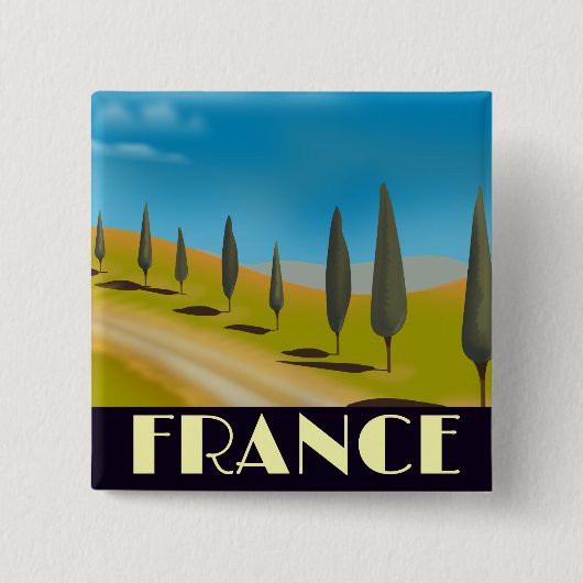 Frankrijk vintage stijl reisposter vierkante button 5,1 cm (Voorkant)