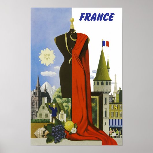 Frankrijk, Vintage Travel Poster (Voorkant)