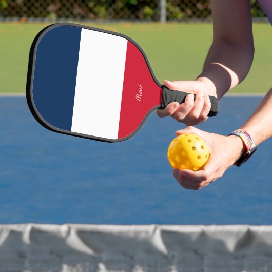 Frankrijk Vlag bij Jouw naam Pickleball Paddle (Insitu)