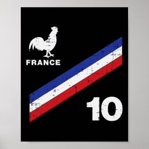 Frankrijk Vlag Haan Nummer 10 Voetbal Fan Mannen V Poster