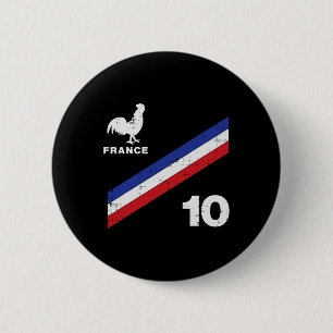 Frankrijk Vlag Haantje Nummer 10 Voetbal Fan Manne Ronde Button 5,7 Cm