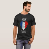Frankrijk Vlag Hart Agen Stad T-shirt (Voorkant volledig)
