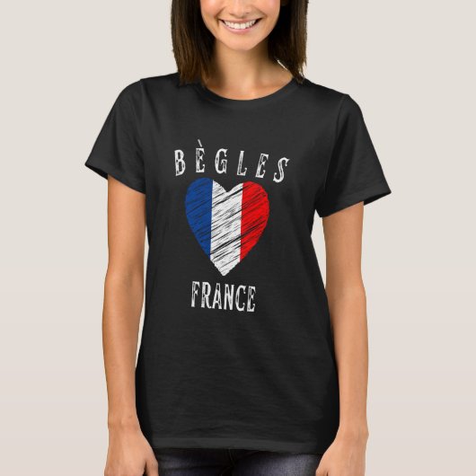 Frankrijk Vlag Hart Begles Stad T-shirt (Voorkant)