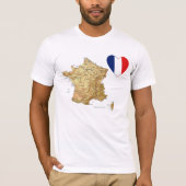 Frankrijk Vlag hart en kaart T-Shirt (Voorkant)