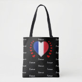 Frankrijk Vlag & Hart, Franse mode Vlag/sport Tote Bag (Voorkant)