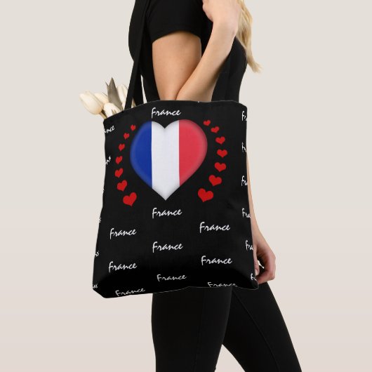 Frankrijk Vlag & Hart, Franse mode Vlag/sport Tote Bag (Dichtbij)