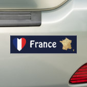Frankrijk Vlag Hart + Landkaart Bumpersticker (Op auto)