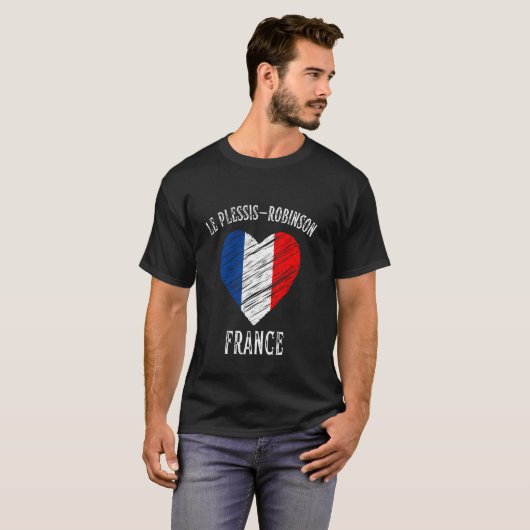 Frankrijk Vlag Hart Le Plessis Robinson City T-shirt (Voorkant volledig)
