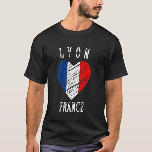 Frankrijk Vlag Hart Lyon Stad T-shirt (Voorkant)