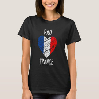 Frankrijk Vlag Hart Pau Stad T-shirt