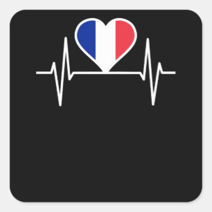 Frankrijk vlag hartslag vierkante sticker