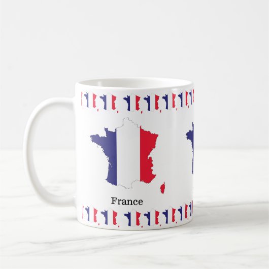 Frankrijk Vlag in kaart Souvenir Design Koffiemok (Links)
