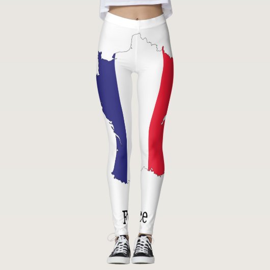 Frankrijk Vlag in kaart Souvenir Design Leggings (Voorkant)