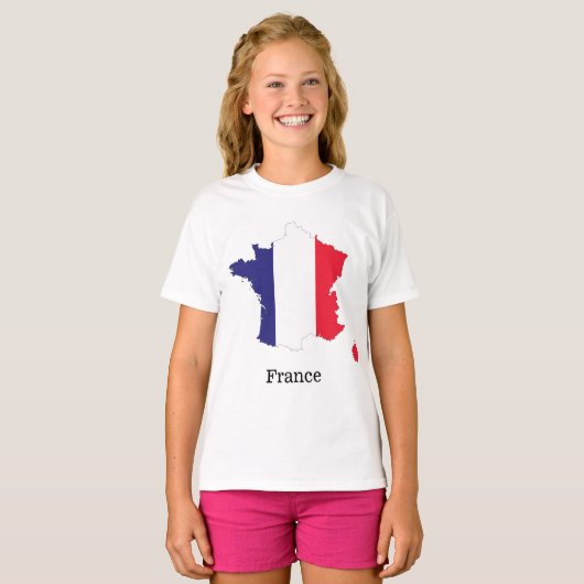Frankrijk Vlag in kaart Souvenir Design T-shirt (Voorkant volledig)