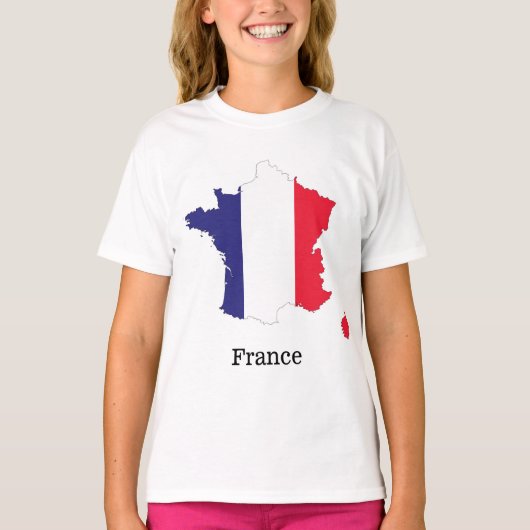 Frankrijk Vlag in kaart Souvenir Design T-shirt (Voorkant)