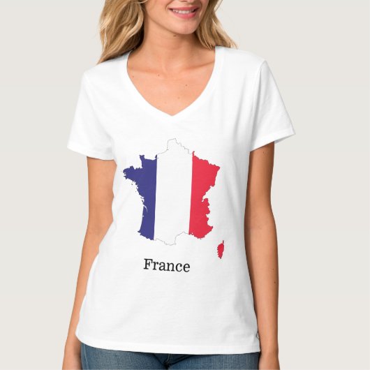Frankrijk Vlag in kaart Souvenir Design T-shirt (Voorkant)