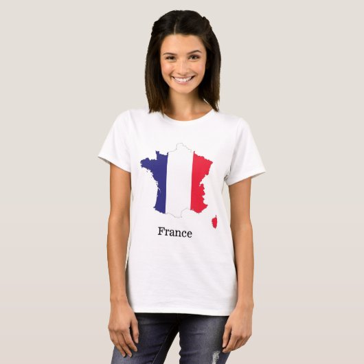 Frankrijk Vlag in kaart Souvenir Design T-shirt (Voorkant volledig)