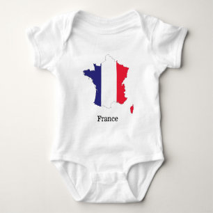 Frankrijk Vlag in Kaart Souvenir Ontwerp Romper