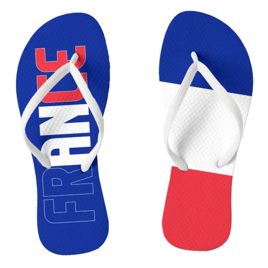 Frankrijk Vlag Inscriptie Rood Blauw Wit Twee kleu Teenslippers (Voetbed)