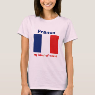 Frankrijk Vlag + Kaart + Tekst T-shirt