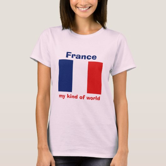 Frankrijk Vlag + Kaart + Tekst T-shirt (Voorkant)
