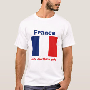 Frankrijk Vlag + Kaart + Tekst T-shirt