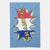 Frankrijk Vlag Kapow Comic Style Star Theedoek (Verticaal)