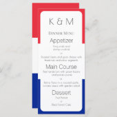 Frankrijk vlag kleuren Frans diner Menu (Voorkant / Achterkant)