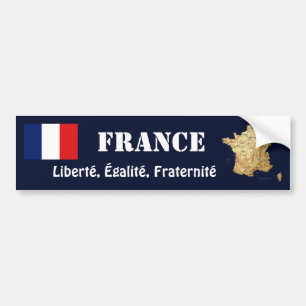 Frankrijk Vlag + Landkaart Bumpersticker