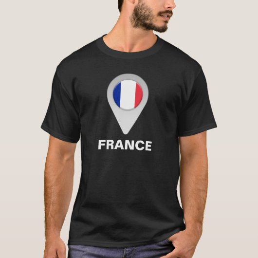 Frankrijk Vlag Locatie Icoon T-shirt (Voorkant)