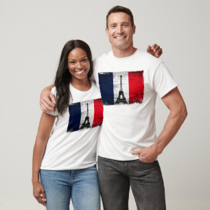 Frankrijk vlag met eiffeltoren t-shirt