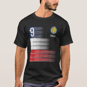 Frankrijk Vlag Nummer 9 Franse Voetbal Mannen Vrou T-shirt
