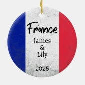 Frankrijk Vlag Ornament, gepersonaliseerd Frankrij Keramisch Ornament (Achterkant)