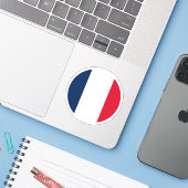 Frankrijk Vlag Ronde Sticker (Laptop met iPhone)
