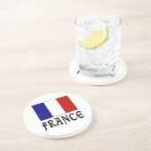 Frankrijk vlag & Word Black Zandsteen Onderzetter (Zijkant)