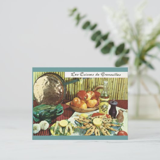  Frankrijk, voedsel, Les Cuisses de Grenouilles Briefkaart (Staand voorkant)