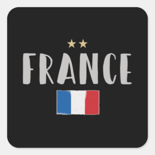 Frankrijk Voetbal Fan T-shirt Franse Vlag Vierkante Sticker
