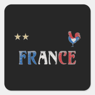 Frankrijk Voetbal Fan T-shirt Franse Vlag Vierkante Sticker