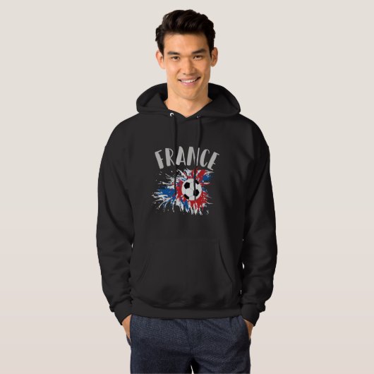 Frankrijk Voetbal Grunge Flag Hoodie (Voorkant volledig)
