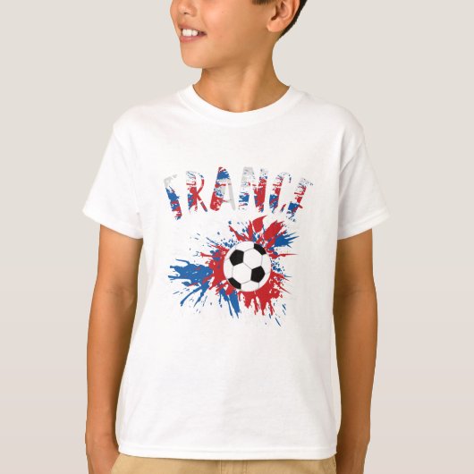 Frankrijk Voetbal Grunge Flag T-shirt (Voorkant)