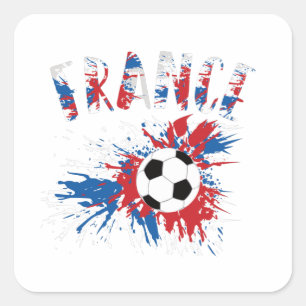 Frankrijk Voetbal Grunge Vlag Vierkante Sticker