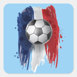 Frankrijk voetbalbal vierkante sticker
