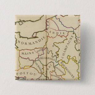 Frankrijk, Voorzieningen en Grenzen Vierkante Button 5,1 Cm