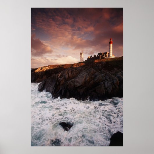 Frankrijk, vuurtoren bij zonsopgang poster (Voorkant)