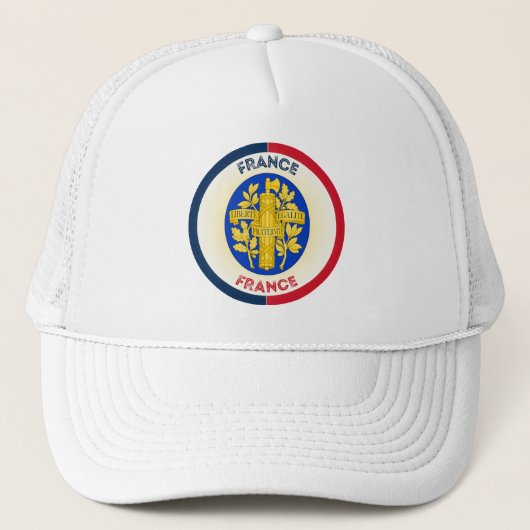 Frankrijk Wapen Cirkelvorm Trucker Pet (Voorkant)