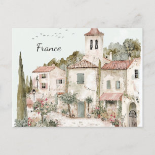 Frankrijk Waterverf Franse platteland Briefkaart