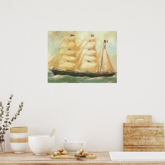 Frankrijk, zeilschip Belem 1902 Poster (Keuken)