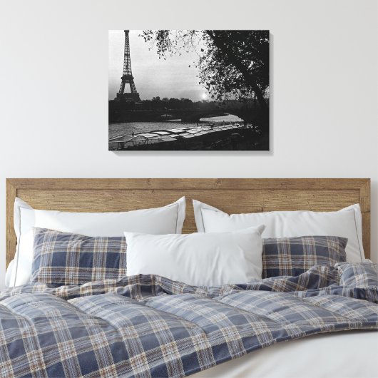 -Frankrijk zonsondergang Eiffeltoren Canvas Afdruk (Insitu (Slaapkamer))