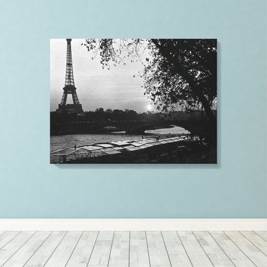 -Frankrijk zonsondergang Eiffeltoren Canvas Afdruk (Insitu (Houten vloer))
